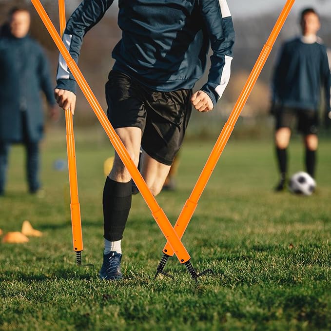 Hikeen Telescopic Length Soccer Poles Fixed & Collapsible Options Agility Training Hurdles and Football Obstacle for Teenager Soccer Training Outdoor Sports Speed Training Equipment