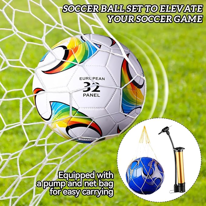 20 Pcs Soccer Balls Bulk with Pump and Net Bag Sport Ball Size 4/5 Outdoor Deflated Soccer Ball for Youth Adult Training Practice Game Match Operation Christmas