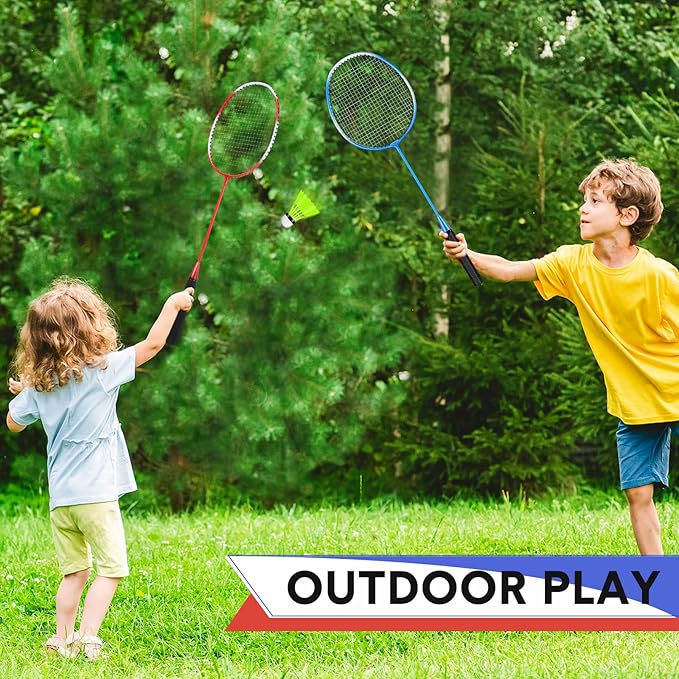 12 Pack Badminton Rackets Set Including Rackets, Nylon Shuttlecocks and Carry Bag for Outdoor Backyard Games Beginners