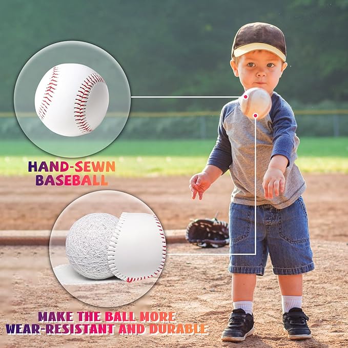 24 Pack Youth Baseballs - 9 Inch Faux Leather Practice Balls for Teen Training, Hitting, Pitching & Fielding Drills | Lightweight Unmarked Baseballs for Backyard & School Team Practice