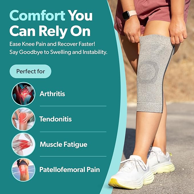 BraceAbility Knee Compression Sleeve - Knit Knee Pain Brace for Men and Women, Arthritis Relief, Meniscus Tear, Running, Workout, Sports, Swelling, Athletic Support for Joint Stability (XS/S Gray)