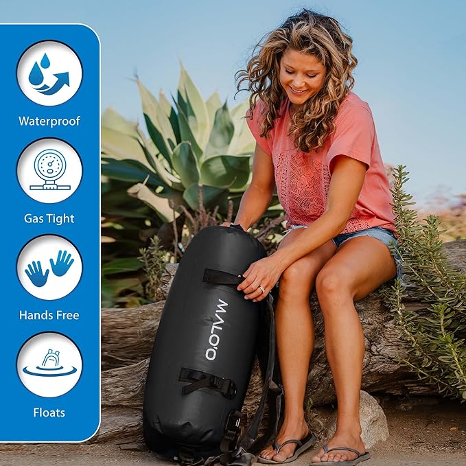 Malo'o Airtight Waterproof Adventure Duffle - Ideal for Kayaking, Camping, Beach, Fishing, Boating, Hiking - Water-Tight Zipper