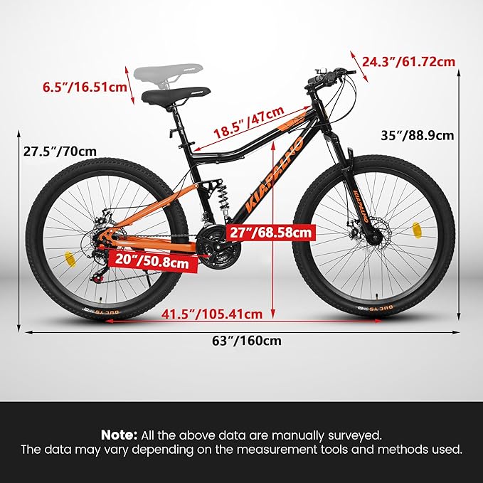 26 Inch Mountain Bike Dual Suspension for Mens Boys, 21 Speeds Steel Women Girls Mountain Bike Summer Travel Trip, Disc Brakes Adult Teens Sport Men Women Bicycle for Trail Commuter City Road