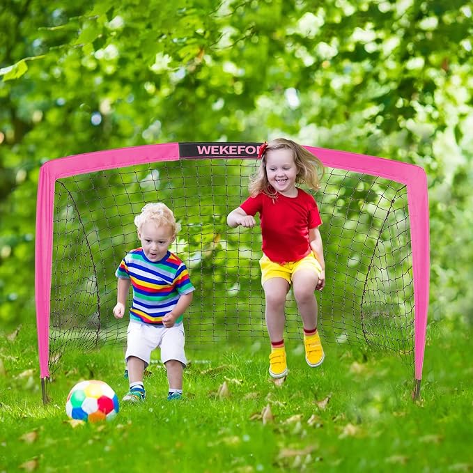 Soccer Goal with Carry Bag, 10/9MM Strengthen Pole, Arched Design, Kids Soccer Goals for Backyard Set 5x 3.1/3.6x2.7/2.9x2.4ft Portable Pop Up Soccer Nets for Toddler, Adults, Youth Games, Play, Gifts