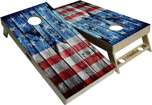 American Flag Series - Premium Cornhole Boards w Cupholders and a Handle - Includes 2 Regulation 4' x 2' Cornhole Boards w Premium Birch Plywood and 8 Cornhole Bags
