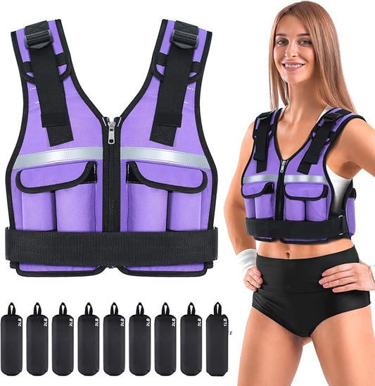 Sportneer Adjustable Weighted Vest Weights: 2-18 lbs/2-40 lbs Washable Weight Vest 16 In 1 Fast Adjust Rucking Vest for Women and Men Home Gym Workout Fitness Strength Training Vests