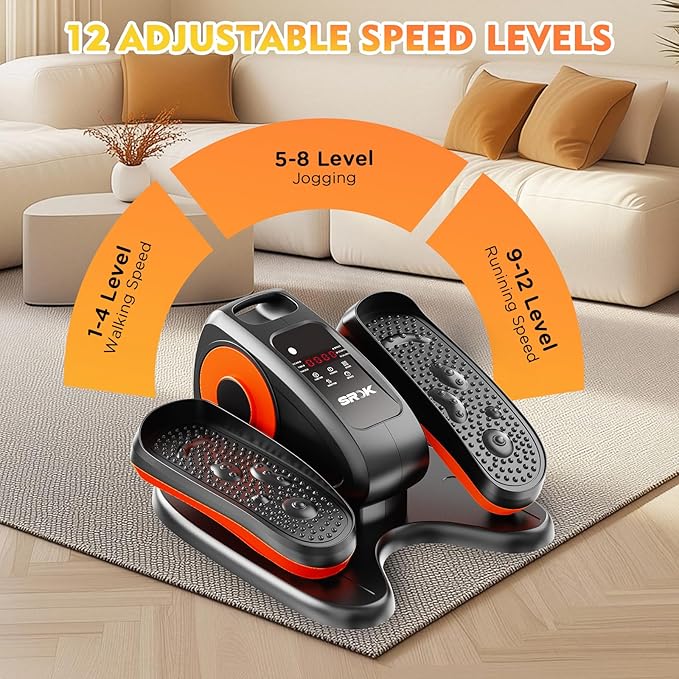 Under Desk Elliptical Machine, Electric Ellipse Leg Exerciser As Seen On TV with 12 Speed for Seniors,Portable Foot Leg Exerciser, Mini Seated Pedal Exerciser for Home Office