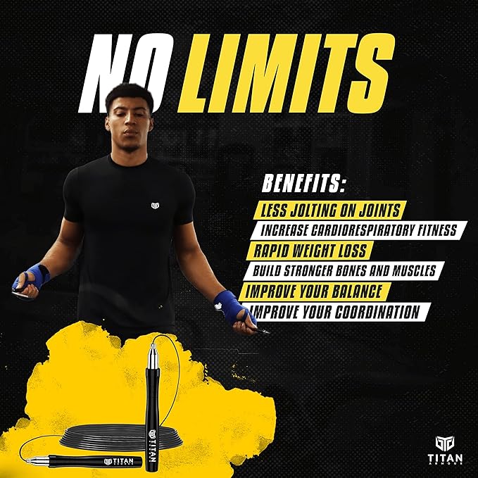 Titan Armour® Speed Rope - Professional Self-Locking & Adjustable, Adult Speed Jump Rope | 2 x Steel Ropes, Cable Protector & Travel Case | Jump Rope Crossfit, Boxing, Fitness MMA for Men & Women