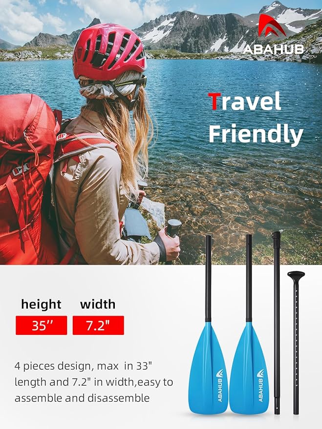 Abahub SUP Paddle - 3 Piece Adjustable Paddles - Lightweight Stand-up Paddle Oars for Paddleboard, Adjustable Aluminum Alloy Shaft 68" - 84", Black/Blue/Green/Orange/Red/Yellow Plastic Nylon Blade