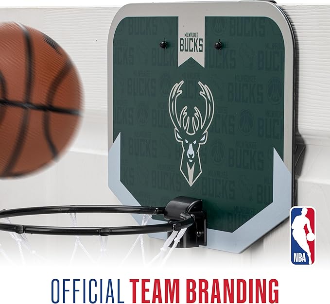 Franklin Sports NBA Team Over The Door Basketball Hoop - Kids Indoor Mini Basketball Hoop with Basketball - NBA Fan Shop Mini Hoop for Bedroom & Office