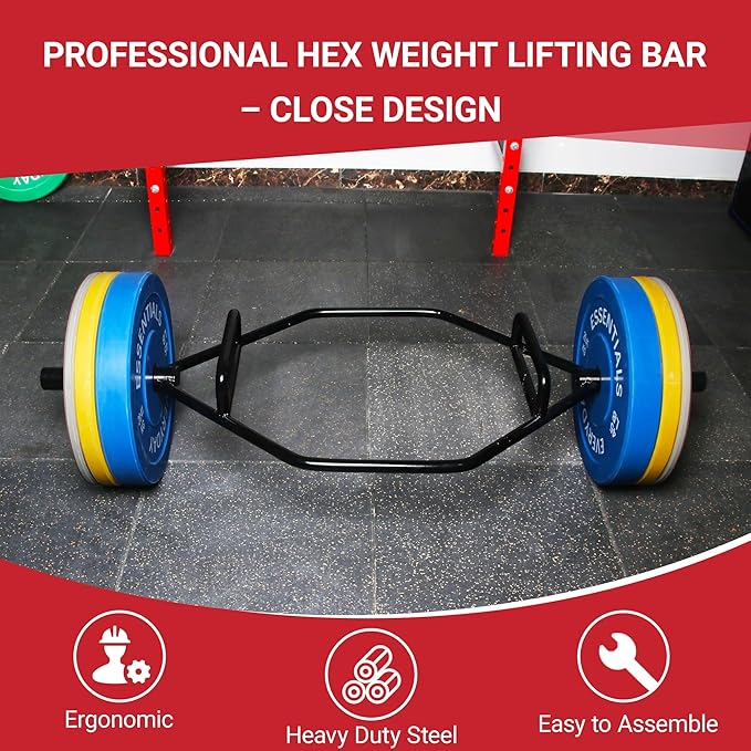 Olympic 2-Inch Hex Weight Lifting Trap Bar with Long and Rotating Sleeves, 500-Pound Capacity, Open Design, Alloy Steel, Chrome