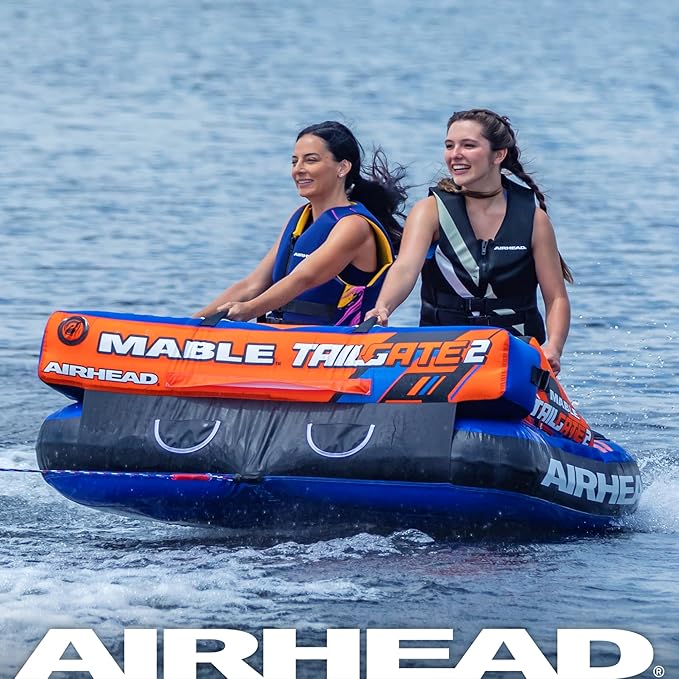 Airhead Mable Inflatable Towable Tube, 1-4 Rider Models, Dual Tow Points, Full Nylon Cover, EVA Foam Pads, Patented Speed Valve, Boat Tubes and Towables