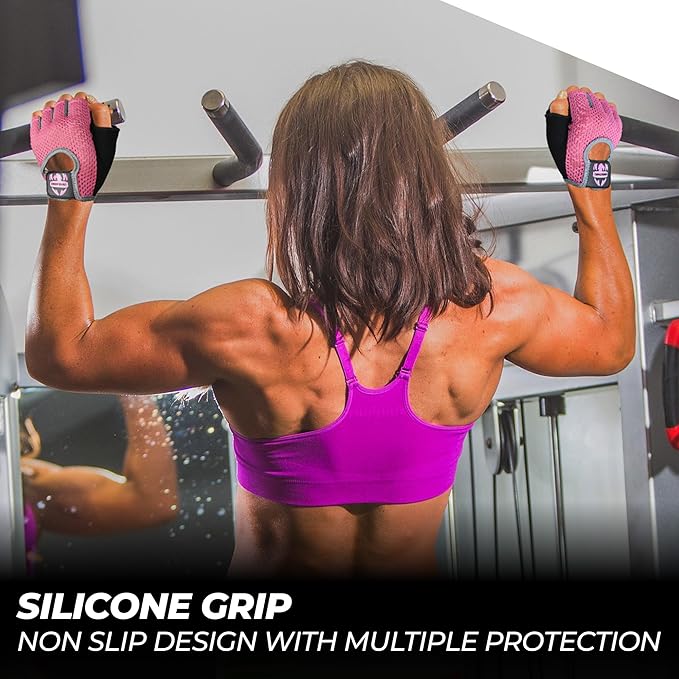 FIGHTSENSE Workout Gloves for Men Women, Weight Lifting Gloves with Non-Slip Silicon Padded Palm, Breathable, Lightweight Exercise Gym Gloves for Weightlifting Powerlifting Cycling Rowing