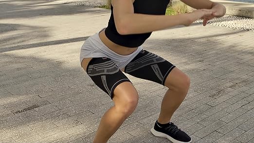 BLITZU Hamstring Compression Sleeve, Thigh Compression Sleeve for Women and Men, Upper Leg Brace for Groin, Sciatica & Quad Tendonitis, Wrap Support for Recovery, Running, Sports and Workout White XL