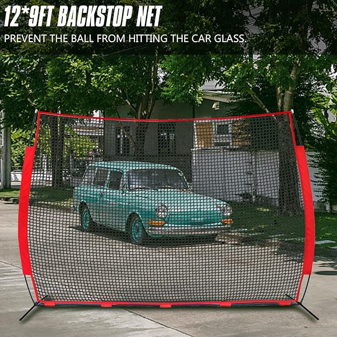 portable Portable Backstop Barrier Netting - multi-Sport lacrosse soccer basketball tennis protective screen with Carry Bag