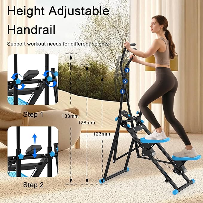 Stair Stepper for Home Gym, Vertical Stair Climber Cardio Exercise Machine for Full-Body Workout,Steppers for Exercise at Home Adjustable Handlebar & Pedals with 330LBS Loading Capacity