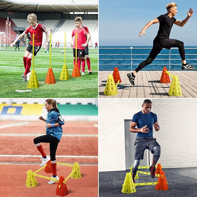 Yes4All Speed and Agility Training Equipment Set - Hurdles and Cones for Athletes in Soccer, Basketball, Football