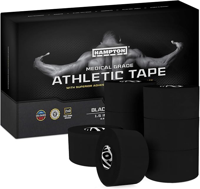 Hampton Adams | Official BJJ Partner | As Seen on Shark Tank | Medical Athletic Sports Tape (8-Pack, 45ft) | Easy Tear & No Sticky Residue | for Athletes, Trainers & First Aid Injury Wraps