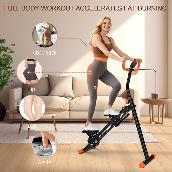 Stair Stepper for Home, Folding Vertical Climber Workout Machine for Full-Body Exercise Stair Stepper with Stable Frame Adjustable Handlebar & Pedals