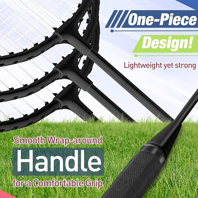 6 Packs Badminton Rackets Set Include 6 Lightweight Rackets 12 Nylon Plastic Shuttlecocks 3 Carrying Bags for Summer Outdoor Backyard Games Sports Beginners Adults