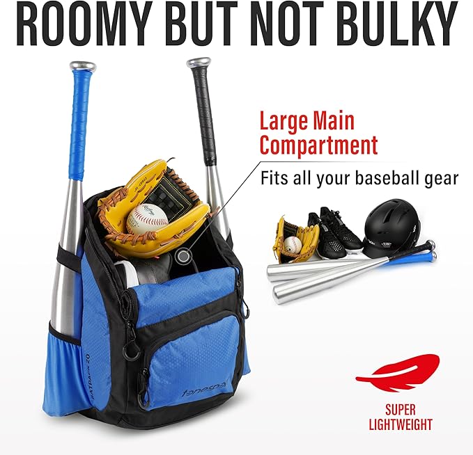 Baseball Bag - Backpack for Baseball, Softball, Tball - Adults & Youth Bat Bag