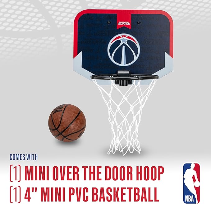 Franklin Sports NBA Team Over The Door Basketball Hoop - Kids Indoor Mini Basketball Hoop with Basketball - NBA Fan Shop Mini Hoop for Bedroom & Office