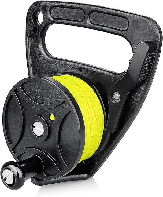 Compact 150ft Scuba Dive Reel Kayak Anchor with Thumb Stopper for Safety Underwater Diving Snorkeling