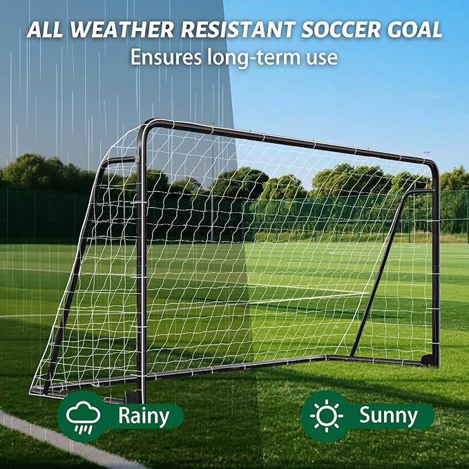 NAIZEA Soccer Goal - 12x6FT/16x7FT/10x6FT/8x6FT/6x4FT Soccer Goals for Backyard - Metal Soccer Goals for Youth Adult - Multiple Sizes Colors - Perfect for Games Indoor Outdoor Practice