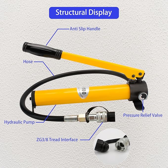 CP-180 Hydraulic Hand Power Pump - Portable with 8500psi Max Pressure Output, Compatible with Jack, Cutter, Puncher and Other Hydraulic Tools