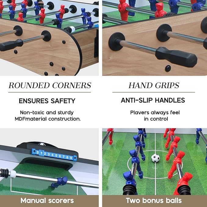 5ft Foosball Table，Mini Competition Soccer Table Game with All Accessories, Leg Levelers and Heavy-Duty Legs. Perfect for Home, Game Rooms, and Parties
