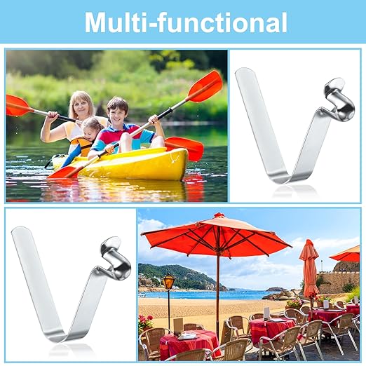 PATIKIL 9x8mm Kayak Paddle Snaps, 10 Pack Tent Pole Clips Steel V Shaped Single Pin Push Button Spring Clips Lock Tube Pole Clips for Camping Awning