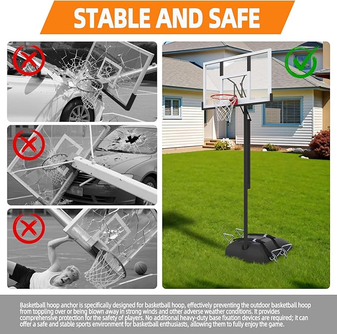 2 Set Basketball Goal Anchor, Basketball Hoop Anchor for Secure and Durable Court Setup, with Adjustable Straps for Basketball Mounting Trampoline Swing Tent
