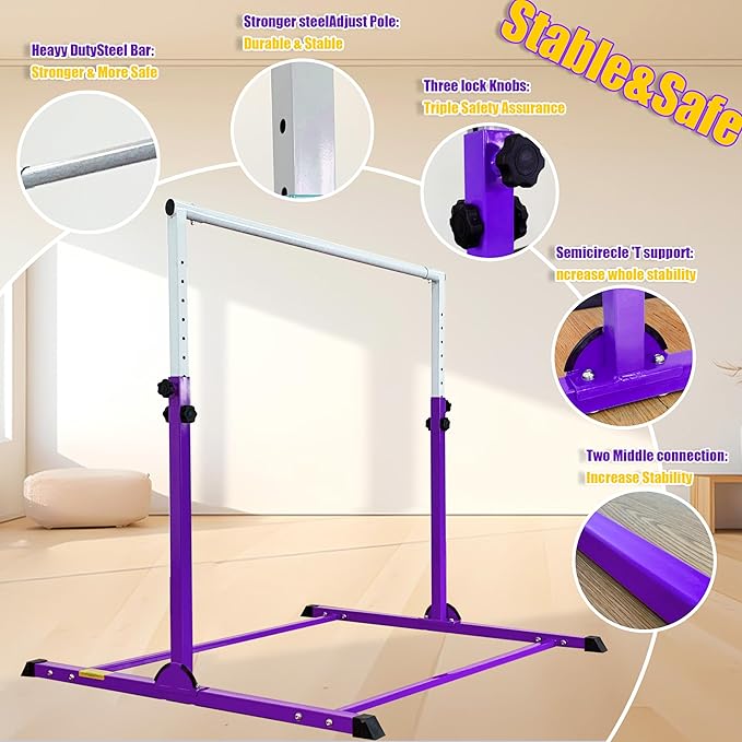 MARFULA Gymnastic Bar for Kids Gymnastic Kip Bar Horizontal Bar Gymnastic Training Equipment for Kids 3-15 Years Home and Club Use