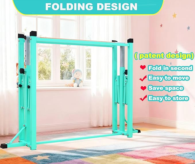 MARFULA Gymnastic Bar for Kid and Teenage Ages 3-25, 5 FT / 8 FT Base Length, 4 FT Width 5 FT Height, Gymnastic Kip Bar Horizontal Bar for Gymnast, Gymnastic Training Equipment for Home and Club Use