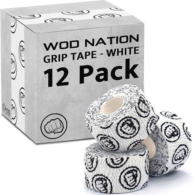 WOD Nation Flexible Hook-Grip Athletic Tape – Easy-Tear, Sweat-Proof Thumb & Finger Strips for Weightlifting