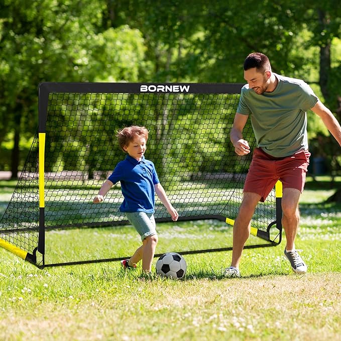 Kids Soccer Goal for Backyard Set - 2 Set of 7X5 / 6X4 ft Toddler Soccer Nets Training Equipment, Soccer Ball, Pop Up Portable Soccer Set for Kids and Youth Games and Training Goals Ages 3-16 Gift