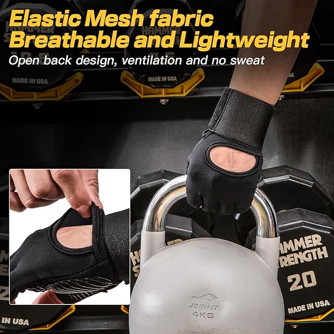 Iron Grit Weight Lifting Gloves,for Men and Women, Workout Gloves with Wrist Support for Exercise, Weightlifting, Training, Pull-ups Breathable and Snug fit