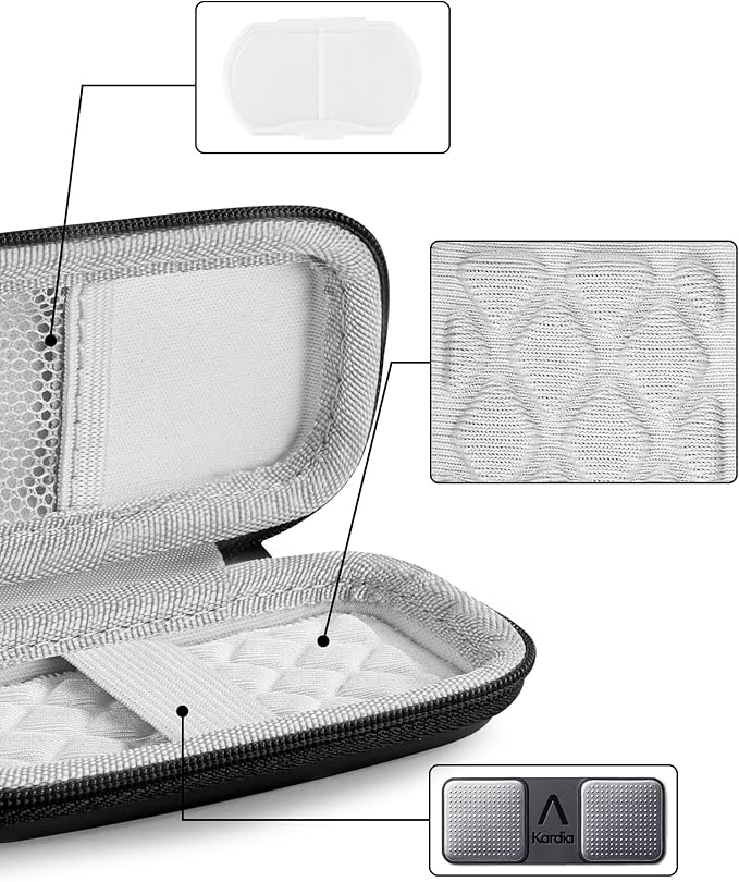 Heart Rate Monitor Case KardiaMobile EKG Monitor 1L 6L, Portable Hard EVA Kardia Mobile Case with Climbing Clip, Protective KardiaMobile EKG Organizer