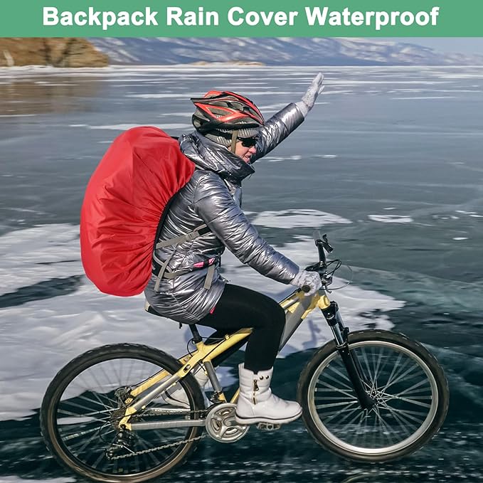 Waterproof Backpack Rain Cover Waterproof Backpack Cover, Bag Rain Cover with A Vertical Reflective Strap for Hiking/Biking/Camping/Outdoor Traveling