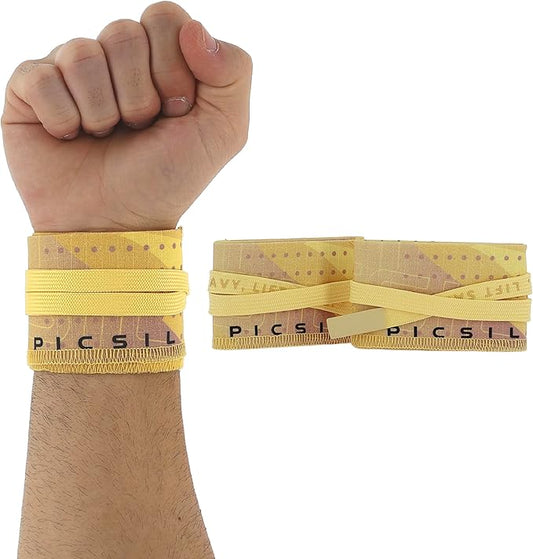 PICSIL Adjustable Wrist Support, Premium Fabric Weightlifting and Yoga Sweat Bands for Gym, for Women and Men, 1 Pair