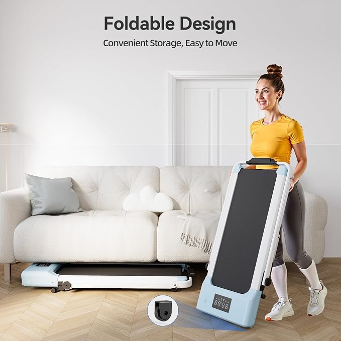 Walking Pad Treadmill with Handle Bar 3-in-1 Foldable Treadmills for Small Space 300 LBS Capacity, 3.0HP Portable Under Desk Treadmill for Home Office with LED Display Remote APP Control