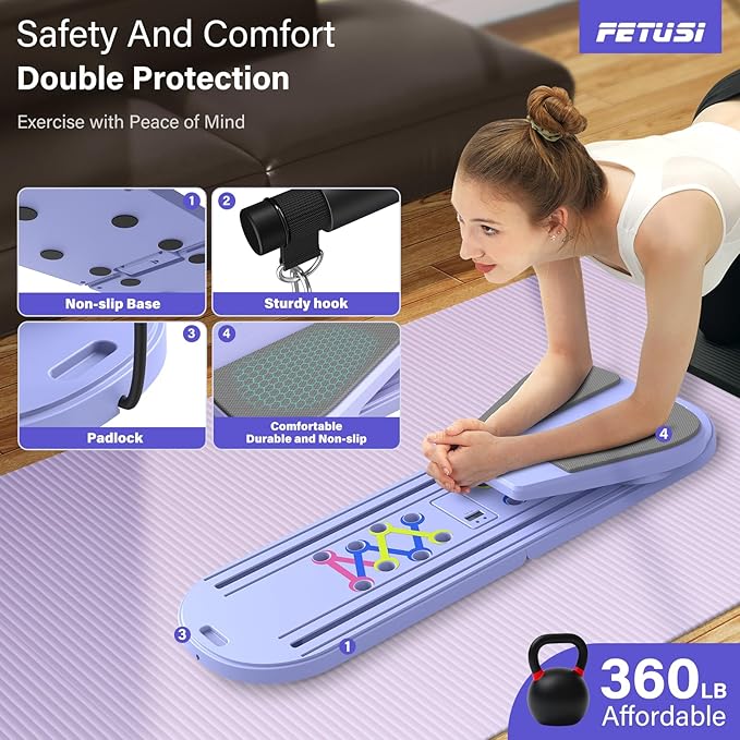 Pilates Board,Foldable Pilates Reformer Sets with Timer,Multifunctional Abdominal Pilates Board for Home Workout Equipment,Portable Ab Board Trainer Pilates Exercise Machine, Pilates Board for Women