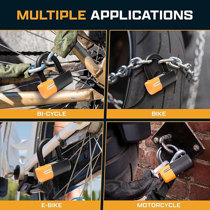 Jekosa® PBL110 Heavy-Duty Bike Lock with 5 Keys - 18 mm Cut Resistant Steel Shackle - Weather Resistant ABS Shell | Bike U-Locks for Motorcycle, Bicycle, Scooter, Garage