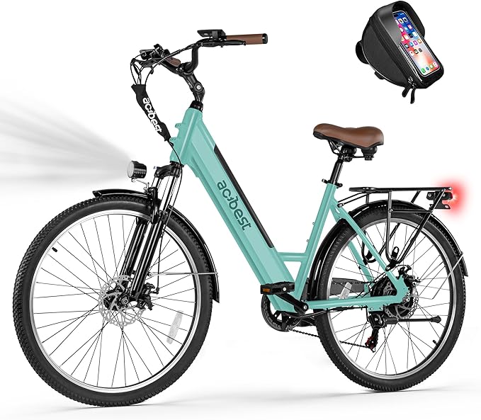 Cores Electric Bike for Adults, 26" Electric Commuter Bike with 1200W Peak Motor, 28MPH 70 Miles Max, 48V 576Wh Removable Battery, 7-Speed City Cruiser Mountain E Bike for Commuting
