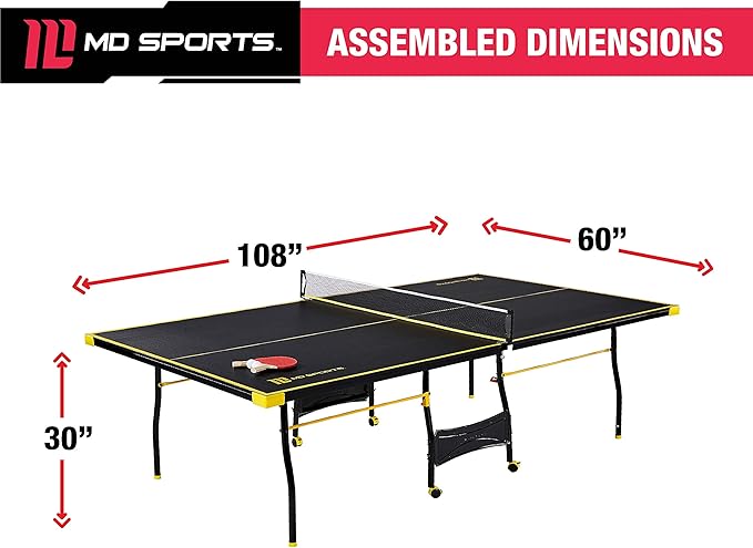 MD Sports Table Tennis Tables Multiple Styles Ping Pong Tables, Foldable for Easy Storage with Nets Included, Perfect for Family Game Rooms