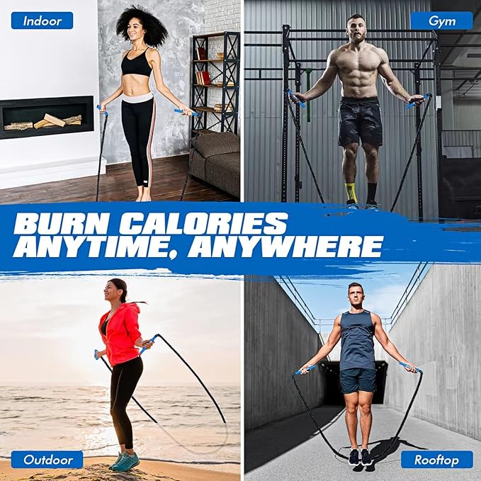 Jump Rope, Weighted Jump Rope for Fitness, Heavy Jump Ropes for Men Women Kids, Battle Skipping Ropes for Exercise, Suitable for Boxing, Cardio, Training Muscle Speed Home Gym Workout Equipment