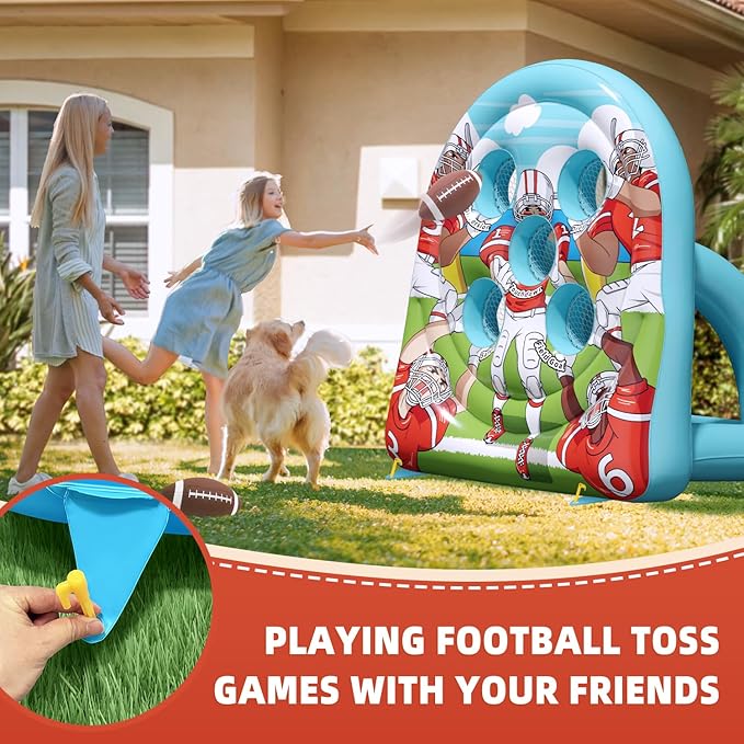 6Ft Football Target Toss Game - Inflatable Football Throwing Target Toy for Kids - Carnival Party Games