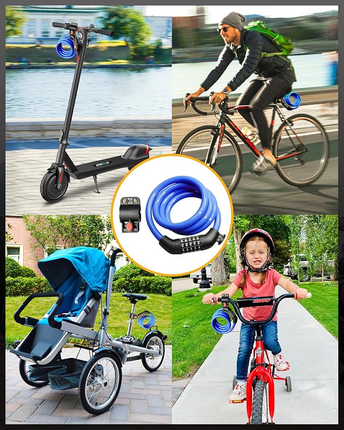 Bike Lock Cable with Combination,High Security 5-Digit Resettable Combination Bicycle Lock Anti-Theft, with Mounting Bracket for Bikes and Scooters