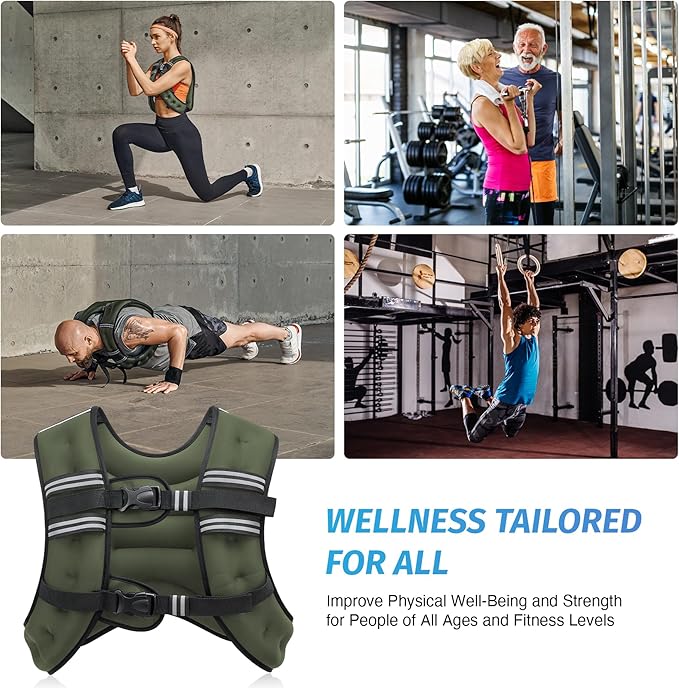 ZELUS Weighted Vest, 6lb/8lb/12lb/16lb/20lb/25lb/30lb Weight Vest with Reflective Stripe for Workout, Strength Training, Running, Fitness, Muscle Building, Weight Loss, Weightlifting