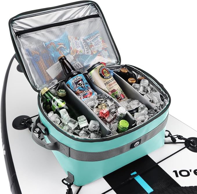 YVLEEN Waterproof Paddle Board Cooler, SUP Cooler Durable PVC Material Paddle Board Deck Bag with Mesh Top Pocket, Adjustable Straps, Super Capacity for Stand-Up Paddleboard and Kayak Accessories